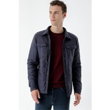 Akçaylar Slimfit Çıtçıt Kapamalı Yan Fermuar Cepli Gömlek Yaka Yandan Yırtmaçlı Baharlık Kapitone Mont