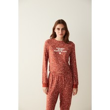 Penti Çiçek Desenli Termal Tişört Pijama Üstü