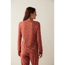 Penti Çiçek Desenli Termal Tişört Pijama Üstü