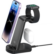 Xo XO-WX035 3ın1 15W Hızlı Şarj Wirelles Magsafe Lightning Apple Kablosuz Şarj Standı Şarj Düzenleyici