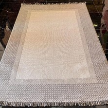 Sanat Halı Saçaklı İskandinav Tarzı Halı - Gri Krem Kilim Görünümlü Halı - Zamansız Ev Dekorasyonları