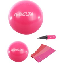 Delta 55 Cm-25 cm Pilates Topu 3'lü Pilates Bandı Egzersiz Direnç Lastiği Pilates Topu Pompası Seti
