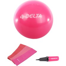 Delta 65 cm Pilates Topu 3'lü Pilates Bandı Egzersiz Direnç Lastiği Pilates Topu Pompası 5'li Set