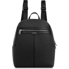 Cengiz Pakel Kadın Lacoste Kumaş Sırt Çantası - 7368L - Siyah