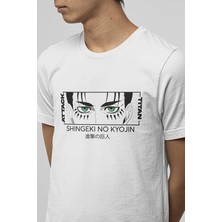 Populus Attack On Titan Eren Yeager Eyes Beyaz Tişört