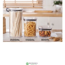 Rossel Premium Vakum Kapaklı Kristal Saklama Kabı 3'lü Set