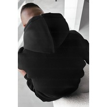 Millionaire Erkek Siyah Spectacular Baskılı 3 Iplik Şardonlu Kapüşonlu Kanguru Cepli Oversize Salaş Hoodie Sweatshirt