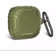 Dlrcase Samsung Galaxy Buds Fe Kılıf Sert Silikon Çizgi Desenli SF19 Koyu Yeşil