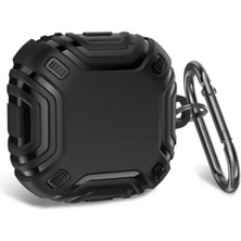 Smcase Samsung Galaxy Buds Fe Kılıf Sert Silikon Çizgi Desenli SF19 Siyah