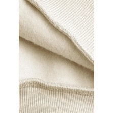 Millionaire Erkek Kırık Beyaz Krem Ekru Dreamer Baskılı 0 Sıfır Yaka Oversize Salaş Bol Kesim Polar Sweatshirt