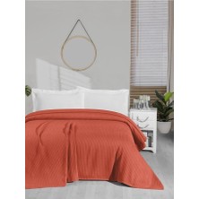 Mulberry Örgü Pike Tek Kişilik %100 Pamuk 170X240 - Kiremit