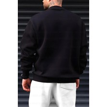 Millionaire Erkek Siyah Dreamer Baskılı 0 Sıfır Yaka Oversize Salaş Bol Kesim Polar Sweatshirt
