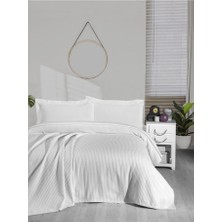Mulberry Örgü Pike Battaniye %100 Pamuk Kalın Iplik Yumuşak Çift Kişilik 220*240 - Beyaz