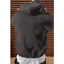 Millionaire Erkek Füme Düz Kapüşonlu Oversize 3 Iplik Şardonlu Salaş Bol Kesim Hoodie Sweatshirt