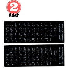 MN6 Ingilizce-Arapça Notebook Klavye Etiketi Siyah-Pc Klavye Sticker-Kaliteli Pvc-Keyboard Sticker 2ADET