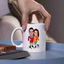 Hediye Moda Kayak Yapan Çiftlerimize Özel Karikatürlü Kupa Bardak