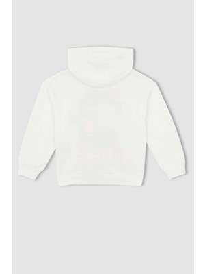 Riccotarz Kız Çocuk Unicorn Baskılı Kapüşonlu Sweatshirt ve Fitilli Pembe Taytlı Takım