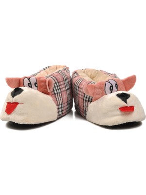 Ayakmod Köpekli Pembe-Bej Kadın Panduf