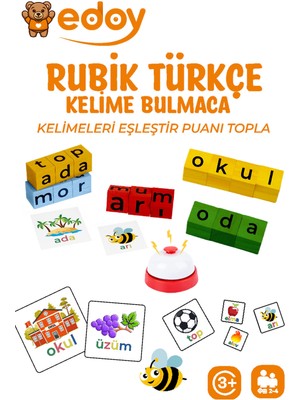 Edoy Rubik Türkçe Zeka Eğitici Kutu Bulmaca Oyunu Parmak ve Göz Becerisi Geliştirme