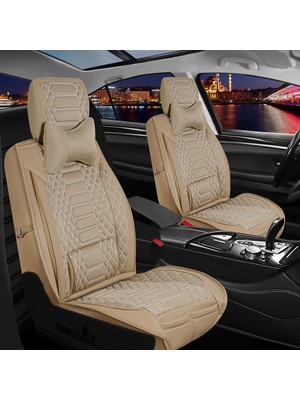Şahinler Volvo 850 Uyumlu Lüx Deri Oto Koltuk Kılıfı Ön Arka Set Evren Serisi Bej
