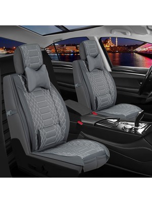 Şahinler Volvo S40 Uyumlu Lüx Deri Oto Koltuk Kılıfı Ön Arka Set Evren Serisi Füme