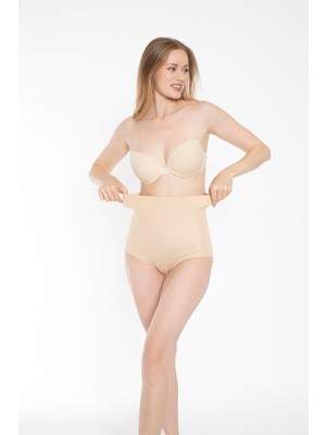 Underwomen Kadın Ten Rengi Iz Yapmayan Lazer Kesim Toparlayıcı Yüksek Bel Slip Korse Ten