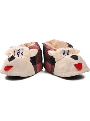 Ayakmod Köpekli Pembe-Siyah-Bej Kadın Panduf