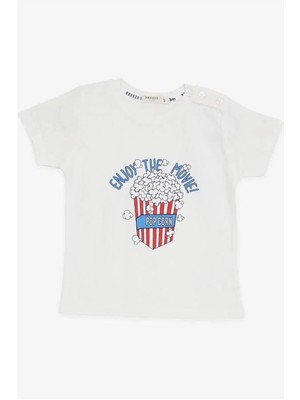 Breeze Popcorn Baskılı Tişört - Beyaz