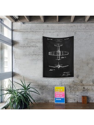 The Lucid Lab F4U Corsair Chalkboard Duvar Örtüsü - 100 cm x 135 cm