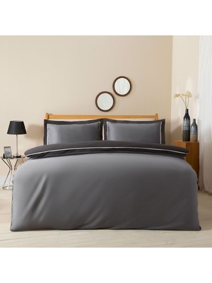 Chakra Alberta Nevresim Seti 260X220 cm Koyu Grı/antrasıt