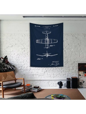 The Lucid Lab F4U Corsair Navyblue Duvar Örtüsü - 100 cm x 135 cm