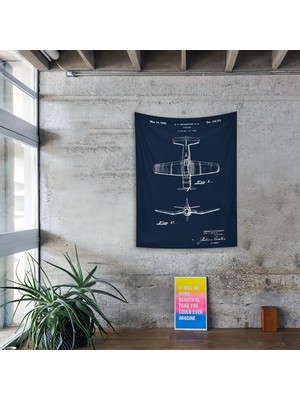 The Lucid Lab F4U Corsair Navyblue Duvar Örtüsü - 100 cm x 135 cm