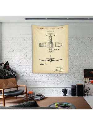 The Lucid Lab F4U Corsair Vintage Duvar Örtüsü - 100 cm x 135 cm