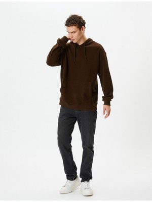 Koton Basic Hoodie Kanguru Cepli Rahat Kesim Uzun Kollu