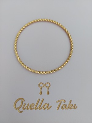 Quella Çelik Ince Burma Gold Bilezik (Çap : 6,5 Cm/ölçü : 22 Cm)