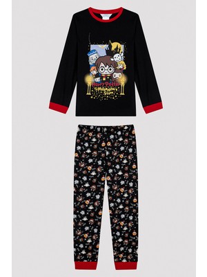 Penti Erkek Çocuk Harry Potter Baskılı Siyah Pijama Takımı