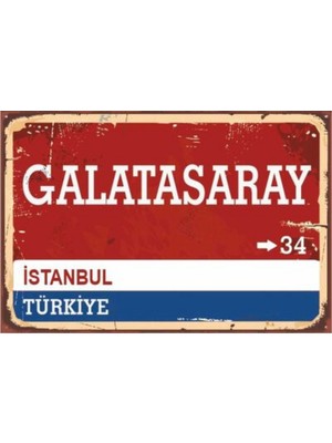Dopsy Galatasaray Sokak Tabelası Ahşap Poster