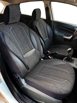 Minderland Axiom Comfort Serisi - Toyota Corolla ile Uyumlu Koltuk Kılıfı, Keten-Deri / Siyah