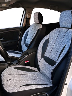 Minderland Axiom Comfort Serisi - Dacia Dokker ile Uyumlu Koltuk Kılıfı, Keten-Deri / Gri