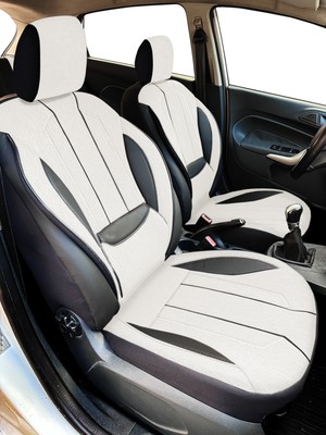 Minderland Axiom Comfort Serisi - Volkswagen Touran ile Uyumlu Koltuk Kılıfı, Keten-Deri / Kemik