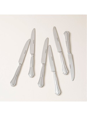 Chakra Ornea Saten Mat 6lı Tatlı Bıçağı Gümüş