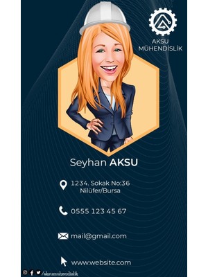 BK Kişiye Özel Mühendis Karikatürlü Bitmeyen Kartvizit - Model 1