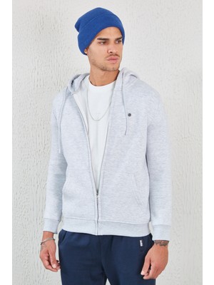 Edition Kapüşonlu Fermuarlı Sweat Kar Melanj