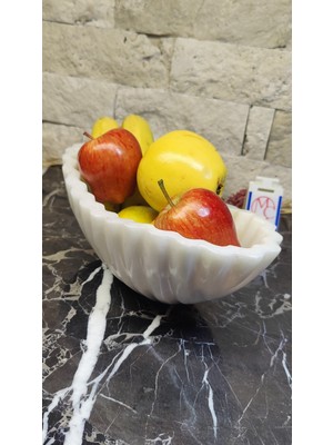 Marble Center Mermer Kıvrımlı Gondol Sunumluk - Meyvelik - Salata Tabağı - Kayık Tabak