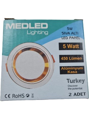 Medled 5 Watt LED Spot Trafolu Beyaz - Gümüş Kasa Çift Renk (Beyaz Işık ve Gün Işığı)