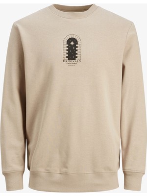 Jack & Jones Jordestiny Sweat Crew Neck Tg Erkek Kahverengi Sweatshirt 12243615-BROWN
