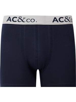 AC&Co / Altınyıldız Classics Erkek Lacivert-Gri Pamuklu Esnek Desenli 3'lü Boxer Paketi