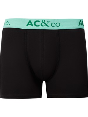 AC&Co / Altınyıldız Classics Erkek Siyah-Yeşil Pamuklu Esnek Desenli 3'lü Boxer Paketi