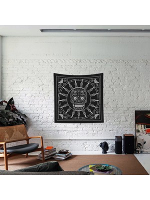 The Lucid Lab Mexican Skull Black/white Mandala Duvar Örtüsü