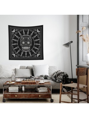 The Lucid Lab Mexican Skull Black/white Mandala Duvar Örtüsü